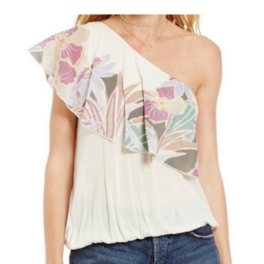 Free People Annka Ruffle One-Shoulder Tank